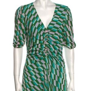 Diane Von Furstenberg Koren Reversible Dress - Green & Pink - Size L